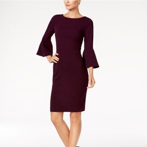 Calvin Klein Purple Bell Sleeve Sheath Dress